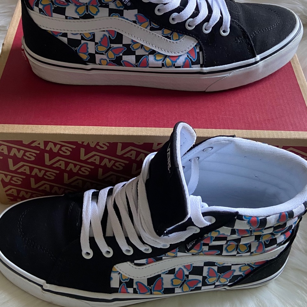 Vans Fillmore HI Butterfly Checkerboard Multi Color Women's Size 10